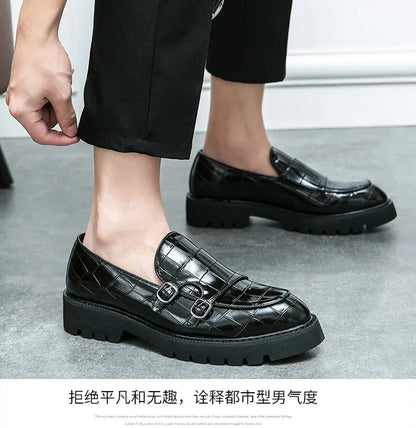 Classic Men's Dress Shoes Slip On Leather Loafers Men Platform Social Shoes For Men Fashion Casual Business Formal Shoes Male