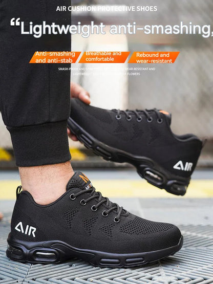 Safety Footwear Men Work Boots Lightweight Air Cushion Sneakers Puncture-Proof Work Shoes Indestructible Male Steel Toe Shoes