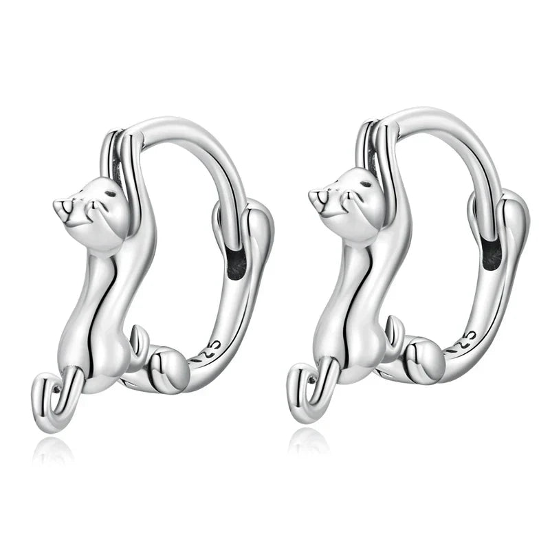 Snake Dog Cat Ear Buckles Women 925 Sterling Silver Dachshund Hoop Earrings Girl Party Birthday Gift Minimalism Jewelry