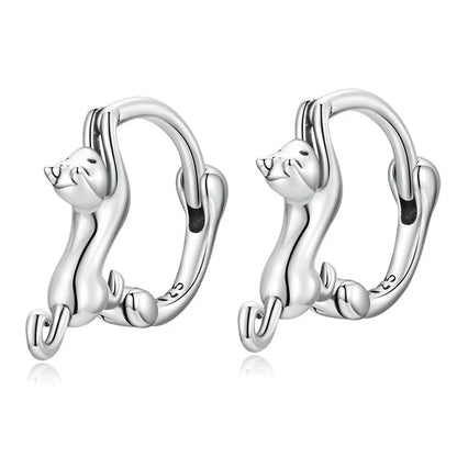 Snake Dog Cat Ear Buckles Women 925 Sterling Silver Dachshund Hoop Earrings Girl Party Birthday Gift Minimalism Jewelry
