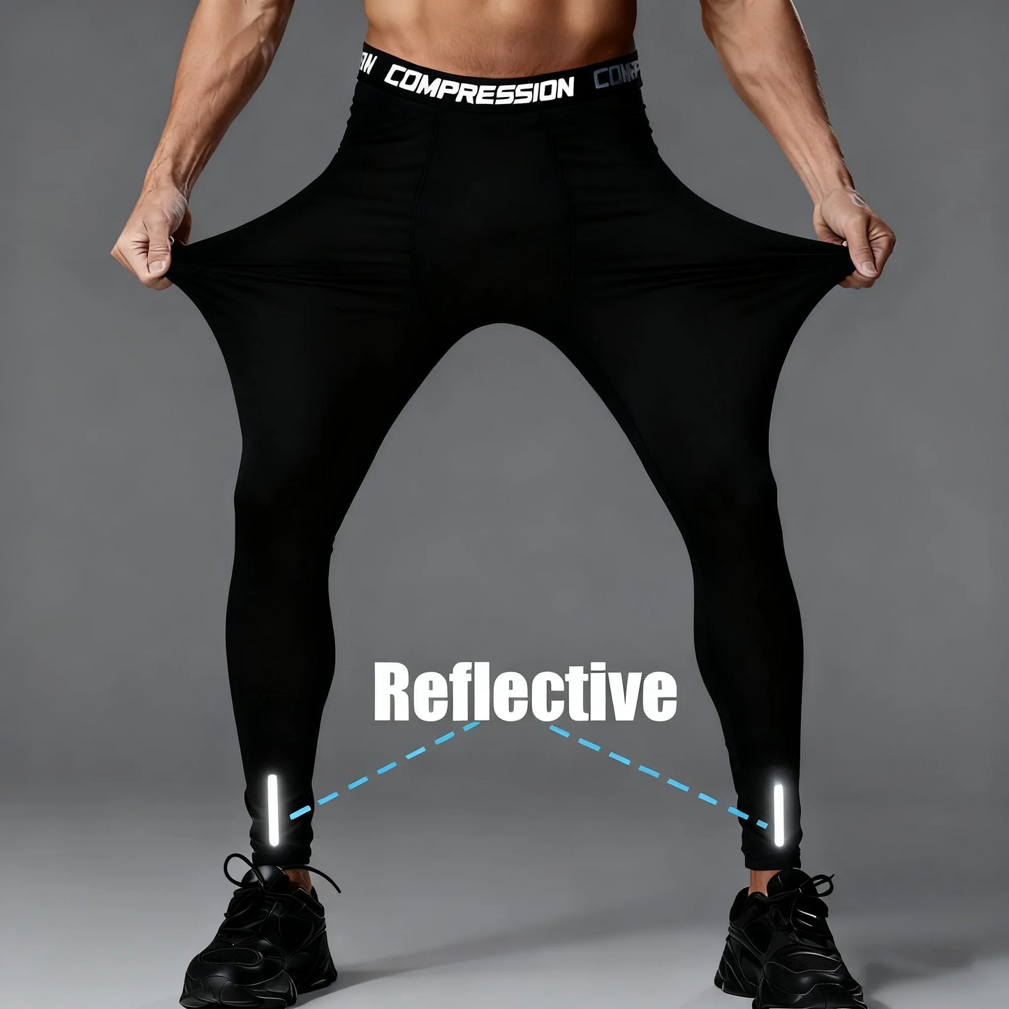 Men's Compression Leggings High Elastic Quick Dry Breathable Sports Base Layer for Gym Running Basketball Workout