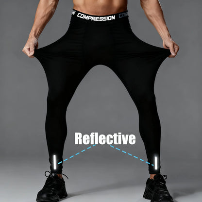 Men's Compression Leggings High Elastic Quick Dry Breathable Sports Base Layer for Gym Running Basketball Workout