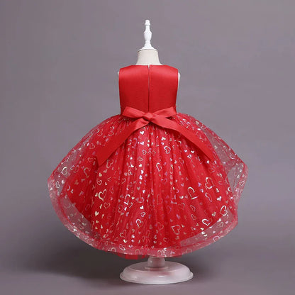 Summer Children's Wedding Celebration Party Evening Dress Sleeveless Sequins Formal Ball Birthday Party Girl Princess Dress