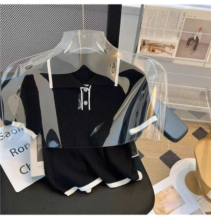 Ice silk knitted short sleeved T-shirt for women's summer 2024 new fashionable and stylish polo shirt top