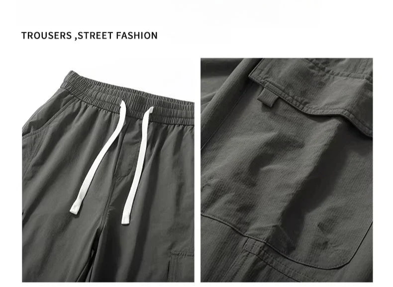 Brand Clothing Spring Summer Men's Cargo Pants Loose Straight Parachute Pants Sport Casual Long Trousers Male