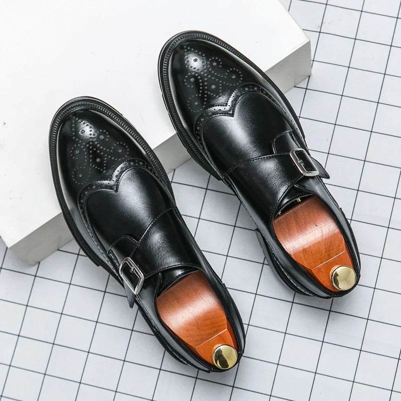 Fashion Formal Wedding Shoes Men Trend Casual Business Leather Shoes For Men High Quality Social Brogues Leather Shoes Male