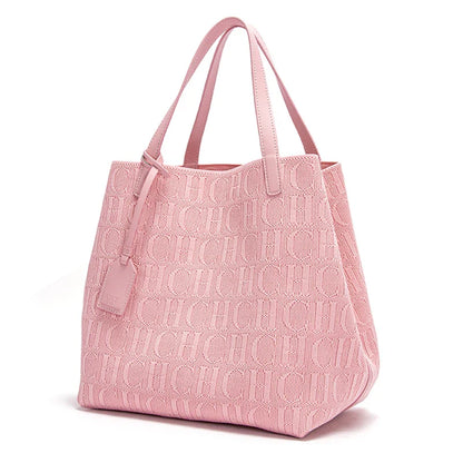 Tote Bag New Large Capacity Black Simple Knitted Shopping Bag 27*20*28cm