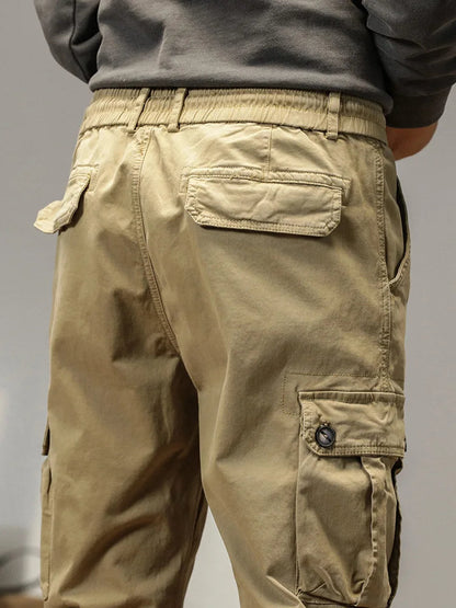 2025 New Multi-Pockets Spring Summer Cargo Pants Men Streetwear Zipper Leg Skinny Work Joggers Cotton Casual Tactical Trousers