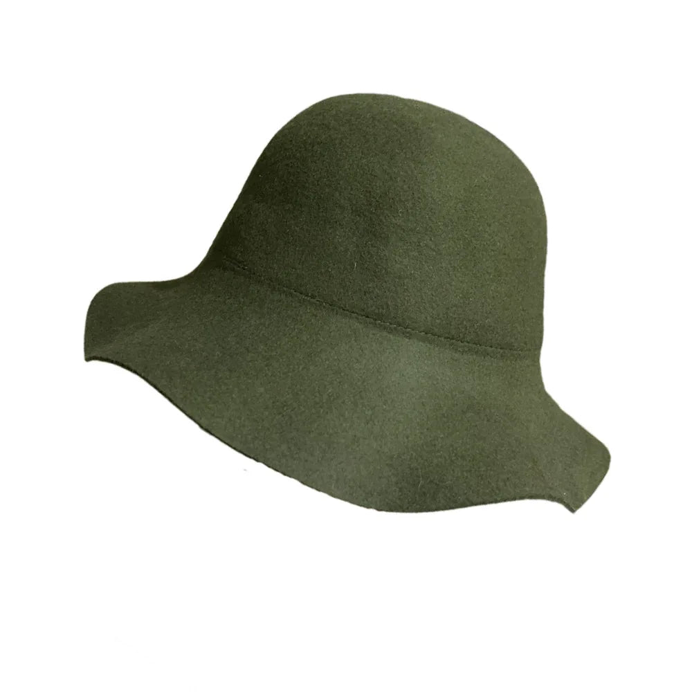 Hat Women's Autumn Wave Curled English Retro Versatile Fisherman Hat Fashion Hepburn Style Woolen Top Hat