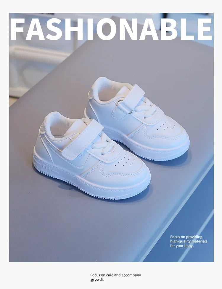Tenis Sneakers Kids Spring/Autumn New Boys Girls Sports Shoes Casual Board Shoes Leather Soft Soled Children Small White Shoes