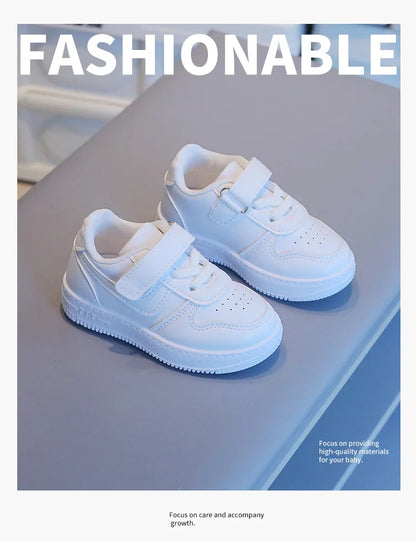 Tenis Sneakers Kids Spring/Autumn New Boys Girls Sports Shoes Casual Board Shoes Leather Soft Soled Children Small White Shoes