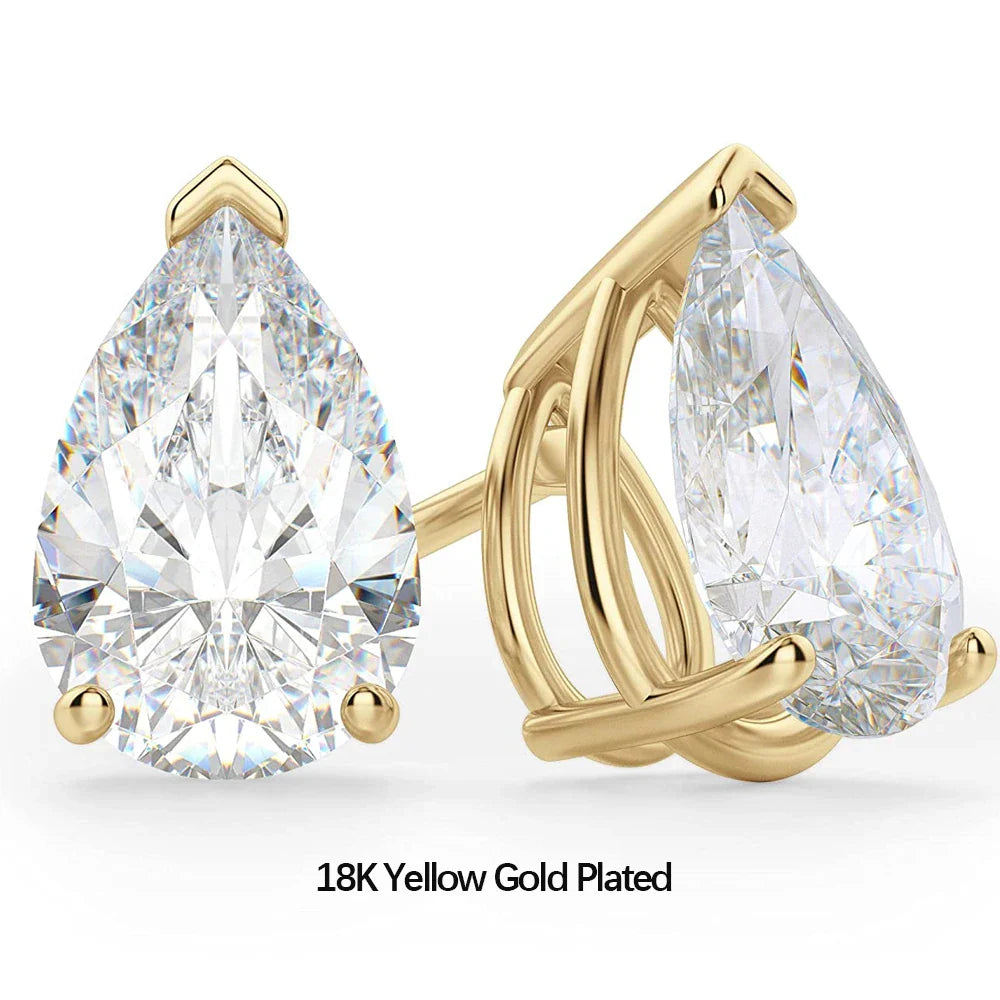 4Carat Pear Cut Real Moissanite Diamond Earrings with Certificats 925 Sterling Silver Waterdrop Shape Stud Earring for Women Men