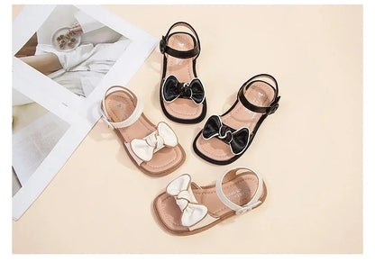 New Children's Sandals Summer Bowknot Girls Princess Causal Shoes Fashion Kids Soft Bottom Beach Flat Sandals Open-toe Versatile