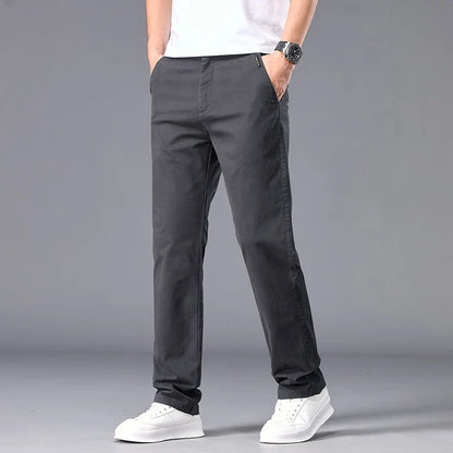 New Casual Pants Men Straight Fit Stretch Autumn Chino Trousers Male Formal Work Business Dress Khaki Fashion Spring Pants