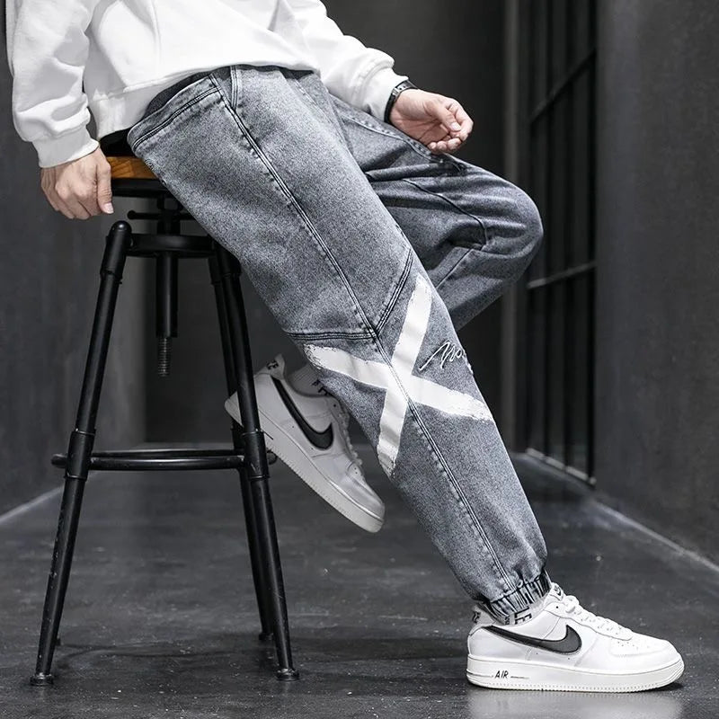 Spring and Autumn New Classic American Retro Loose Tight Leg Pants for Men's Casual Sports Large Size High Quality Jeans