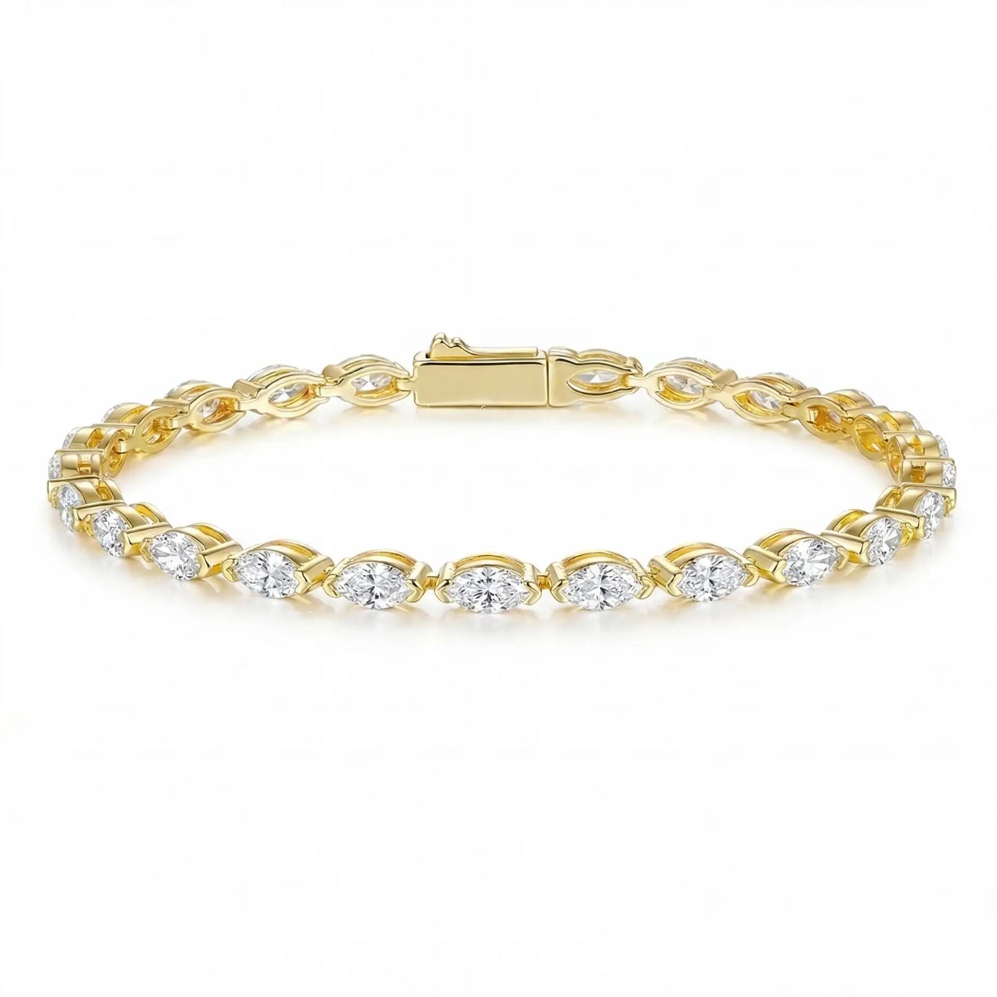 0.3carat Marquise Cut Moissanite Wedding Bracelet for Women 925 Silver East West Half Set Bezel Lab Diamond Tennis Bracelets