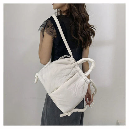 Women's Casual Single-shoulder Bag Large Capacity Nylon Backpack Women's Down Cotton Winter Tote Bag Portable Makeup Handbag