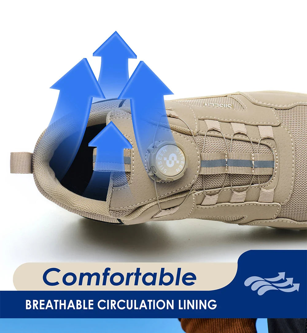 Men's Safety Shoes Steel Toe Anti- Crush Kevlar Rubber Non- Slip Bottom Fashion Button Style Work Shoes