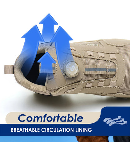 Men's Safety Shoes Steel Toe Anti- Crush Kevlar Rubber Non- Slip Bottom Fashion Button Style Work Shoes