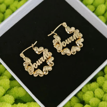 Cute Heart Hoop Gift Customized Name Mini Earrings Personalized Party Jewelry