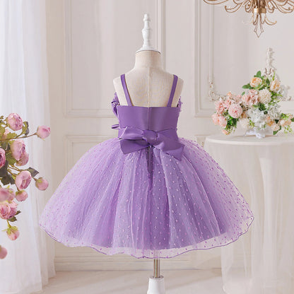 Summer Flower Bridesmaids Party Girls Dress Elegant Tulle Baptism Wedding Evening Prom Dresses Girl Gala Birthday Princess Gown