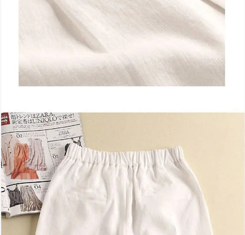 Khaki Solid Casual Linen Cotton Elastic High Waist Wide Leg Button Loose Women's Shorts Korean Fashion Summer Shorts Women 2024