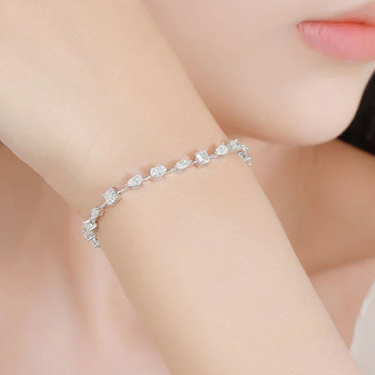 Full Pear Oval Marquise Cut Moissanite Tennis Bracelet for Women Men 925 Silver Pass Diamond Test Bangle Link Bracelets