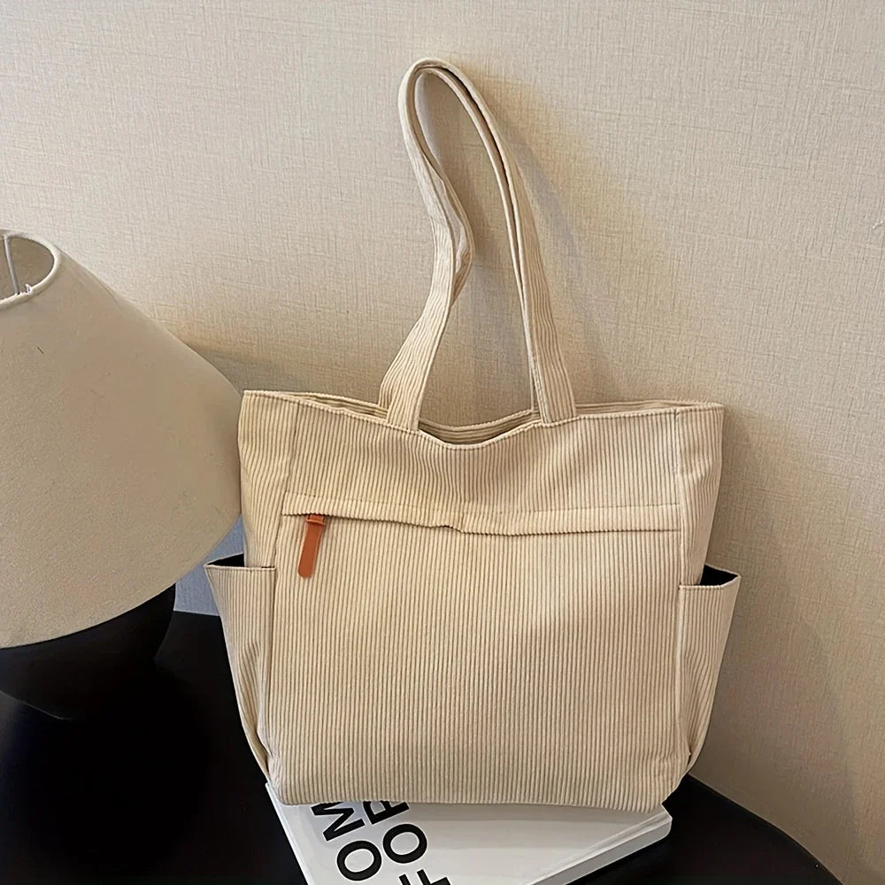 Fleece Canvas Bag Autumn and Winter New Versatile Large Capacity Tote Bag Student Single Shoulder Commuting Tote Bag