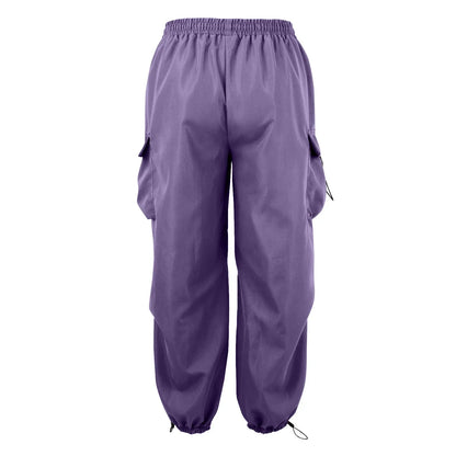 Cool Streetwear Versatile Quicky Drying Wide Leg Low Waist Drawstring Cargo Trousers Fashion Daily Casual Pockets Pants For Male