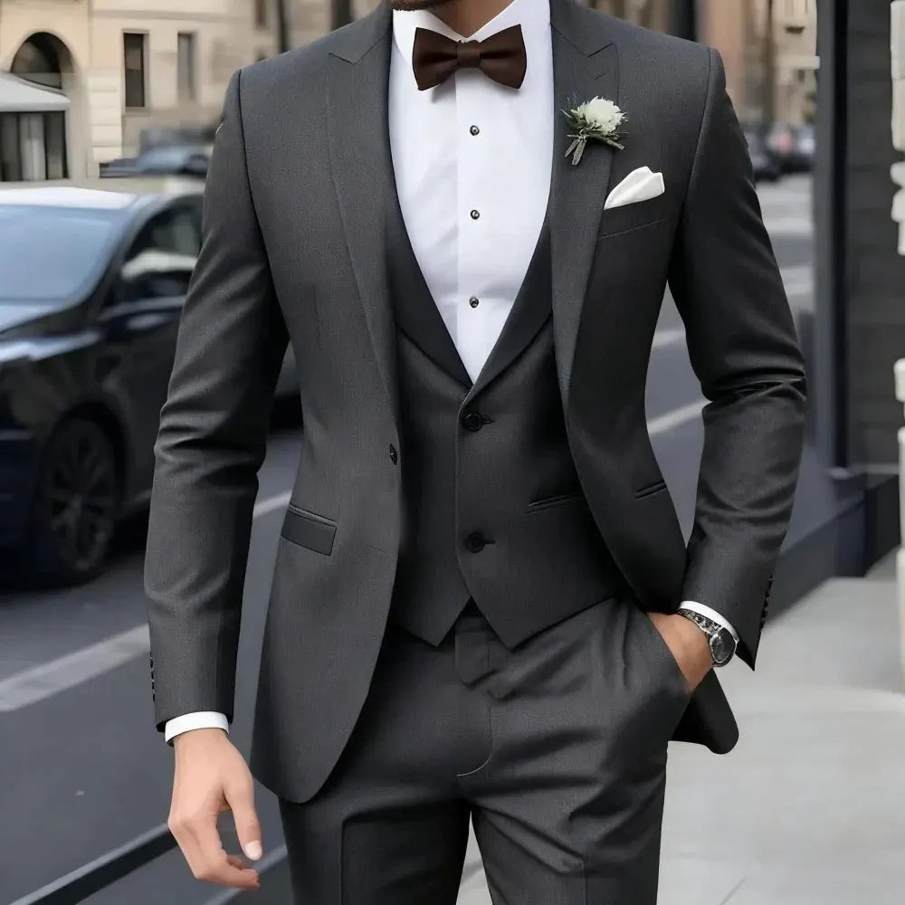 Business Casual MC Wedding Groom Best Man Dress Jacquard Men's Suit Three-piece Set  Wedding Suits for Men  Mens Suits  Suit