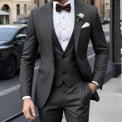 Business Casual MC Wedding Groom Best Man Dress Jacquard Men's Suit Three-piece Set  Wedding Suits for Men  Mens Suits  Suit