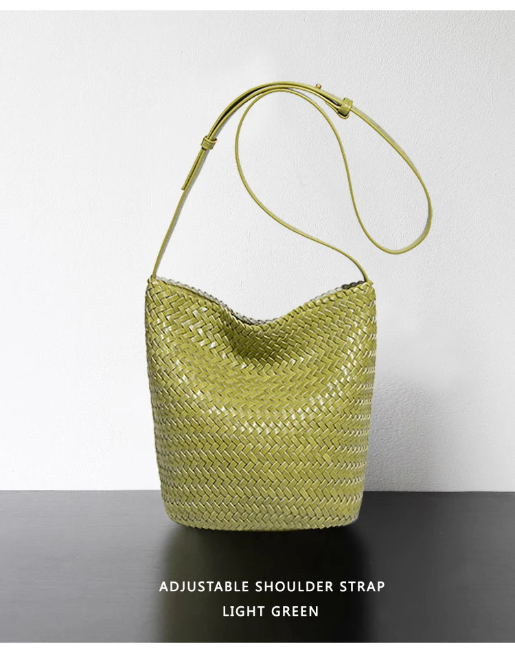 luxury woman handbagNew high end Hand-woven genuine leather women's bag large capacity shoulder tote bag underarm bag bucket bag