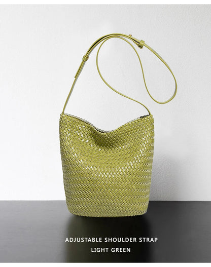 luxury woman handbagNew high end Hand-woven genuine leather women's bag large capacity shoulder tote bag underarm bag bucket bag