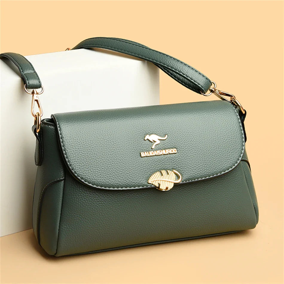 Women Bag Fashion Shoulder Bag Quality PU Leather Elegant Flap Retro Female Messenger Classic Multiple Pockets Crossbody Handbag