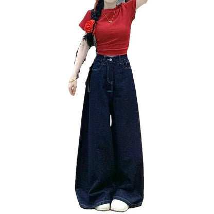 Vintage High-Waisted Wide-Leg Jeans Skirt Style For Women