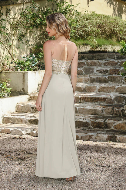 Elegant Sweetheart Prom Dress with Gold Embroidered Bodice & Flowing Chiffon Skirt for Homecoming & Formal Events