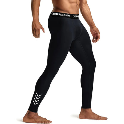 Men's Compression Leggings High Elastic Quick Dry Breathable Sports Base Layer for Gym Running Basketball Workout