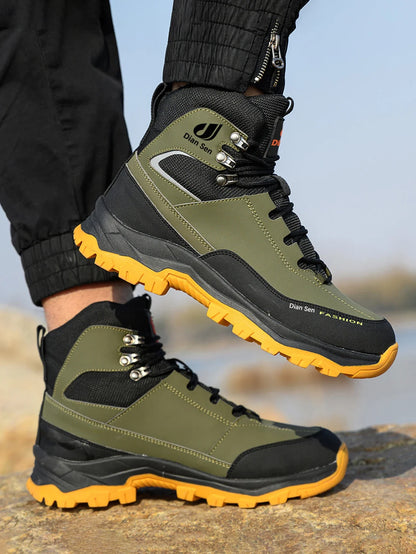 Men Work Boots Puncture-Proof Waterproof Work Shoes Steel Toe Safety Boots Industrial Indestructible Boots Side Leather Shoes
