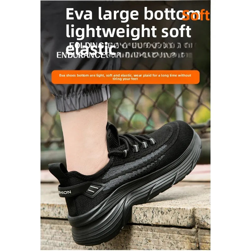 Men's Summer Labor Protection Shoes Insulated Anti-Smashing Anti-Piercing Steel Toe Caps Safety Comfortable Work Footwear