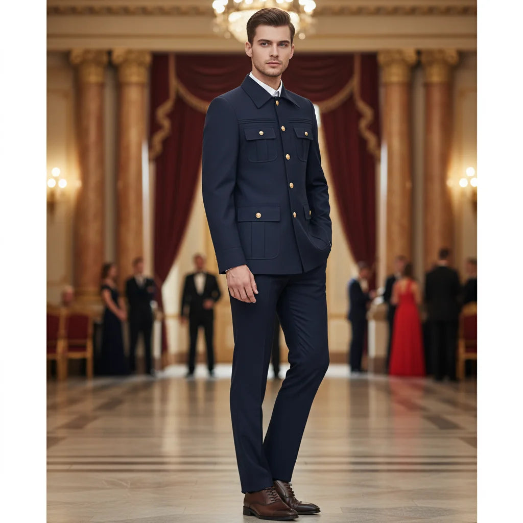 Terno masculino slim fit preto de duas peças blazer de homem de negócios casual de cor sólida com várias fivelas e vários bolsos de ajuste clássico