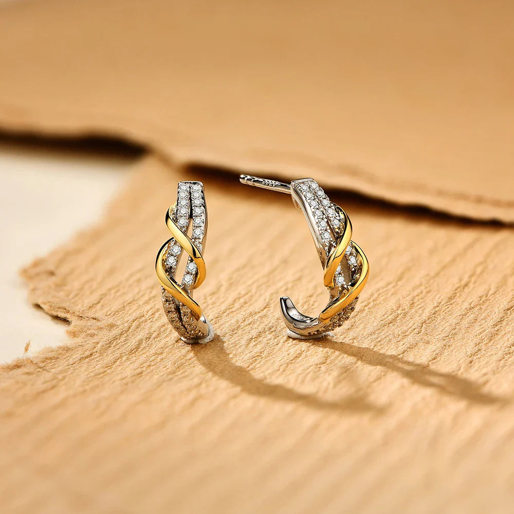 New Classic Moissanite Earrings 925 Steling Silver Yellow Plated Passed the Daimond Test Stud Earrings for Women Party