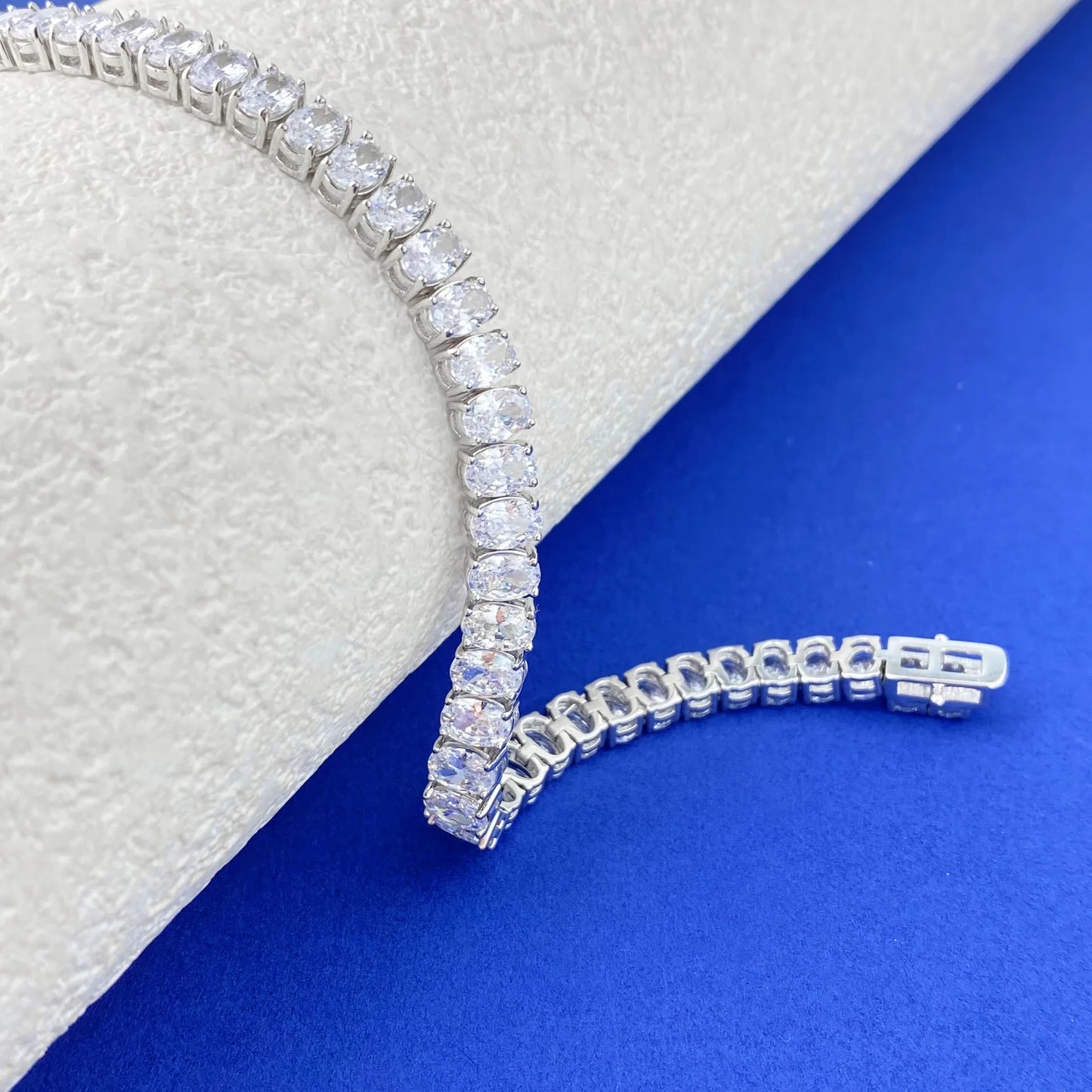4*6MM Oval Cut Moissanite Tennis Bracelet For Women Man 100% S925 Silver D Color Lab Diamond Bracelet Party Fine Jewelry