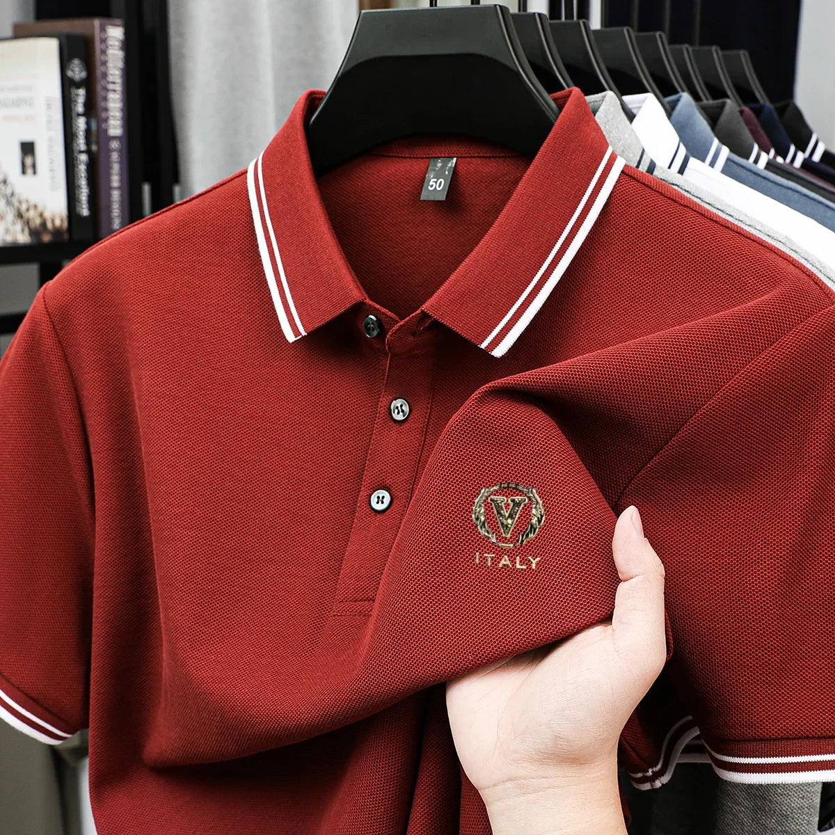 100% pure cotton men's polo shirt high-end brand unique letter printed short sleeve summer new comfortable casual lapel T-shirt