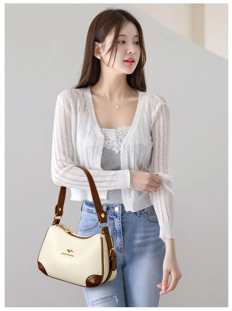 Genuine 3 Layers High Quality Soft Leather Ladies Crossbody Bags for Women Luxury Handbags Women Bags Designer  Shoulder 2024