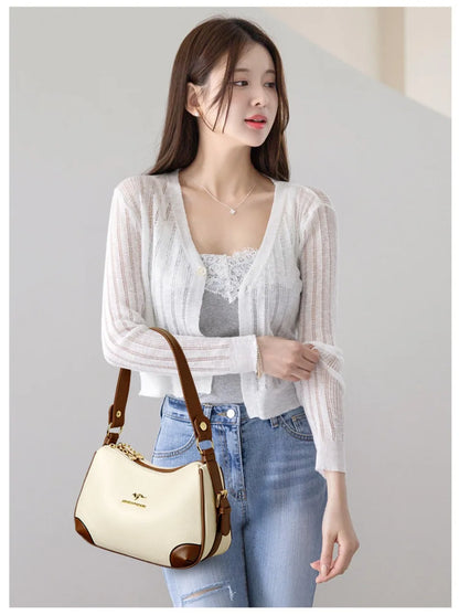 Genuine 3 Layers High Quality Soft Leather Ladies Crossbody Bags for Women Luxury Handbags Women Bags Designer  Shoulder 2024