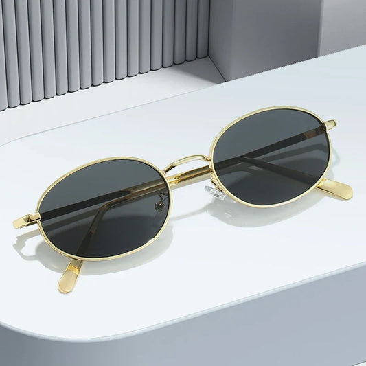 Retro Small Oval Metal Frame Women Sunglasses UV400 Men Punk Sun Glasses