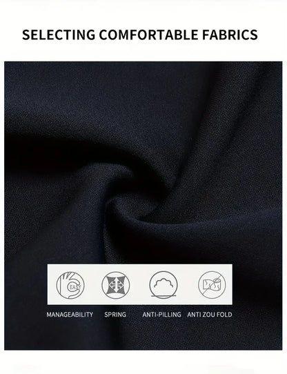 Men's High Elastic Anti-Wrinkle Straight Fit Business Pants | Non-Iron Formal Casual Trousers (1-Pack)