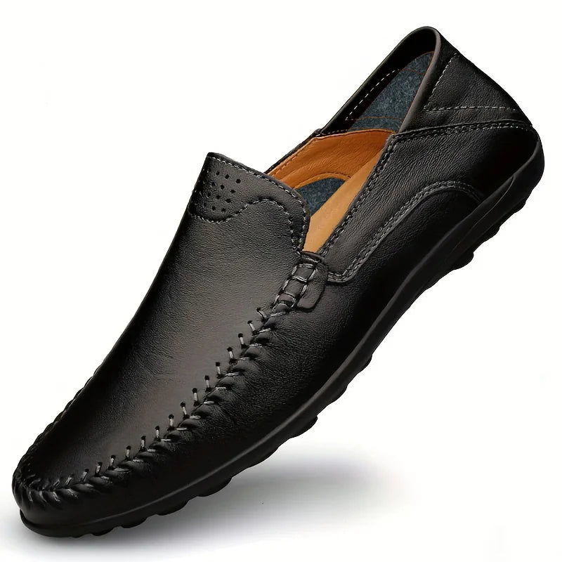 Men's Business Casual Shoes Leather Stitching Comfortable Breathable Rubber Bottom Second Layer Cowhide