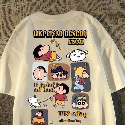 Japanese Anime Printed Cotton T-shirt Cute Style Women's Short Sleeve T-shirt Personality High-Quality Tops