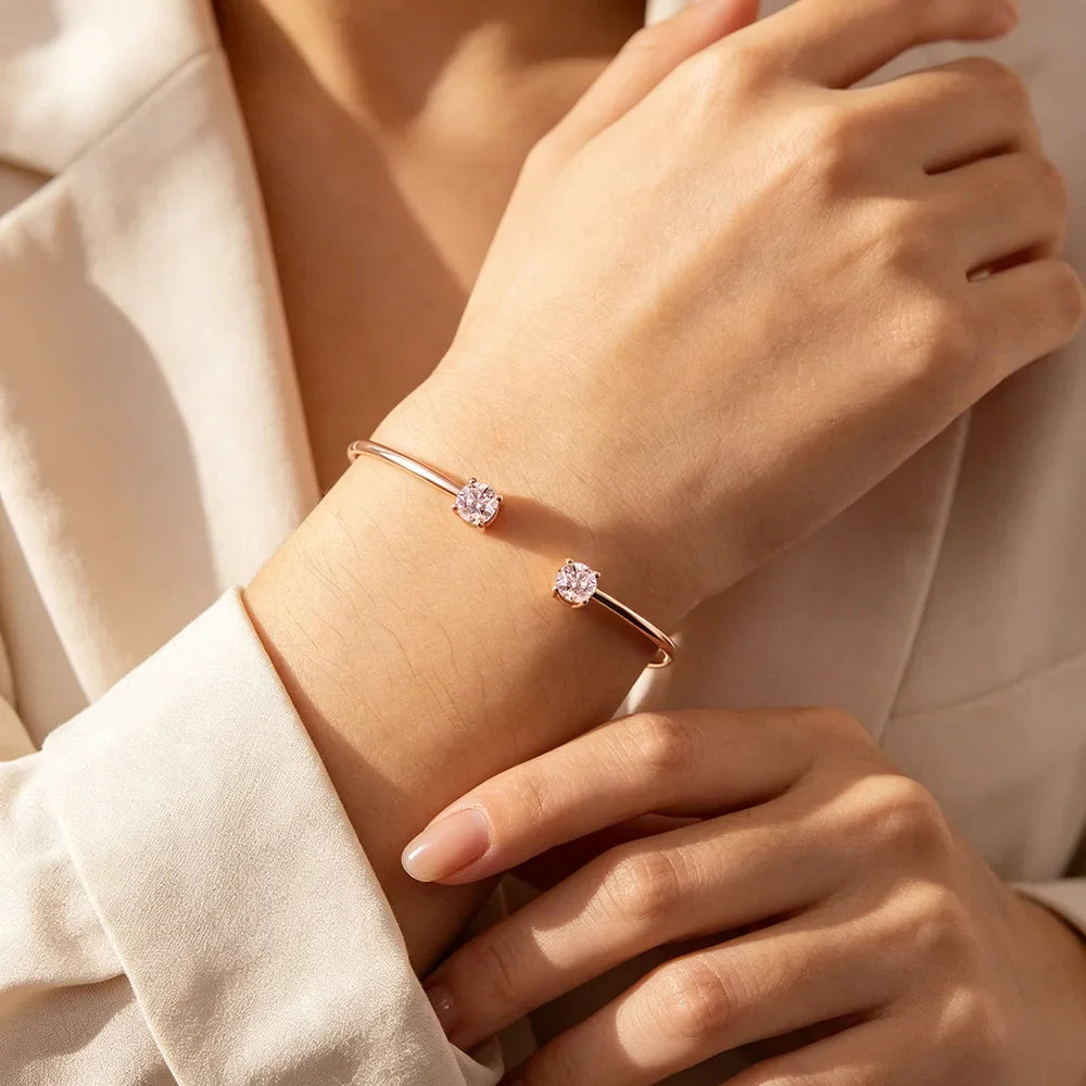 5mm 0.5ct Round Cut Moissanite Bracelet for Women S925 Silver Plated 18K Gold GRA Certified Wedding Charm Bracelet Jewelry